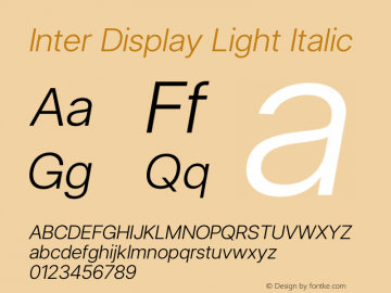 Inter Display Light Italic Version 3.014;git-e610d1768图片样张