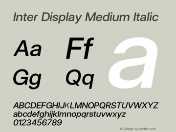 Inter Display Medium Italic Version 3.014;git-e610d1768图片样张