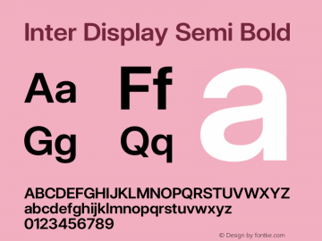 Inter Display Semi Bold Version 3.014;git-e610d1768 Font Sample