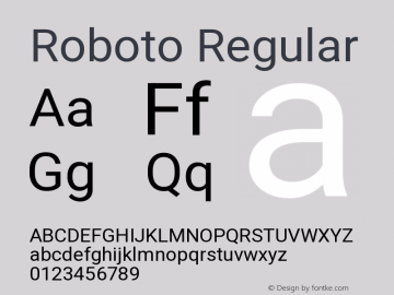 Roboto Regular Version 3.002 Font Sample