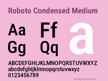 Roboto Condensed Medium Version 3.002; 2020 Font Sample