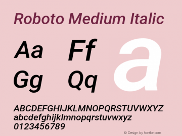 Roboto Medium Italic Version 3.002; 2020图片样张