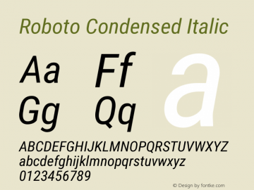 Roboto Condensed Italic Version 3.002图片样张