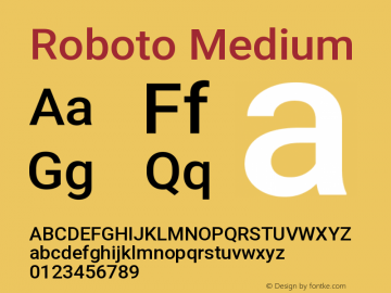 Roboto Medium Version 3.002 Font Sample