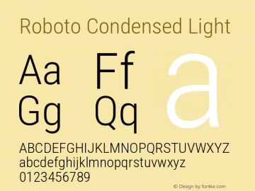 Roboto Condensed Light Version 3.002 Font Sample