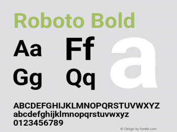 Roboto Bold Version 3.002; 2020 Font Sample
