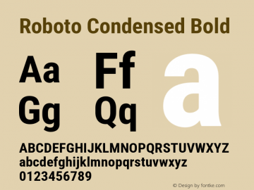 Roboto Condensed Bold Version 3.002; 2020 Font Sample