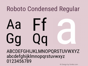 Roboto Condensed Version 3.002; 2020 Font Sample