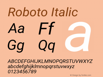 Roboto Italic Version 3.002; 2020图片样张