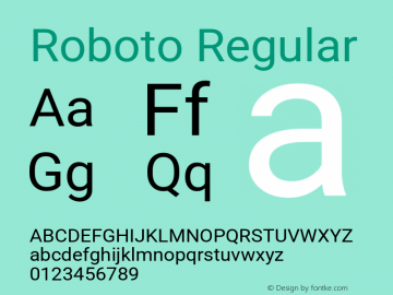Roboto Version 3.002; 2020 Font Sample