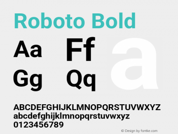 Roboto Bold Version 3.002; 2020 Font Sample