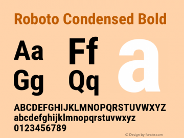 Roboto Condensed Bold Version 3.002; 2020 Font Sample