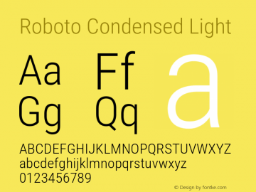 Roboto Condensed Light Version 3.002; 2020图片样张