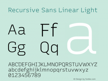 Recursive Sans Linear Light Version 1.057 Font Sample