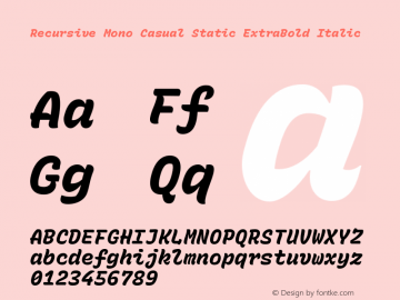 Recursive Mn Csl St XBd Italic Version 1.057;hotconv 1.0.115;makeotfexe 2.5.65600 Font Sample