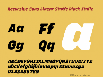 Recursive Sn Lnr St Blk Italic Version 1.057;hotconv 1.0.115;makeotfexe 2.5.65600图片样张