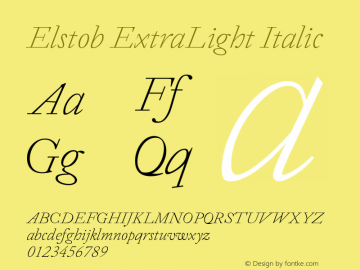 Elstob ExtraLight Italic Version 1.007 Font Sample