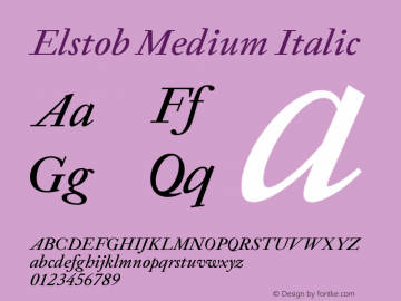 Elstob Medium Italic Version 1.008; ttfautohint (v1.8.3) Font Sample