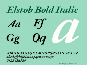 Elstob Bold Italic Version 1.008 Font Sample