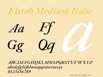 Elstob Medium Italic Version 1.008 Font Sample