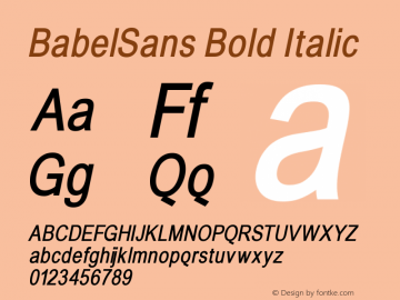 BabelSans Bold Italic 1.0 2003-08-15 Font Sample