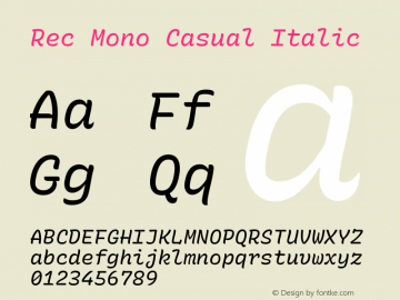 Rec Mono Casual Italic Version 1.059图片样张