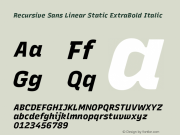 Recursive Sn Lnr St XBd Italic Version 1.059;hotconv 1.0.115;makeotfexe 2.5.65600图片样张