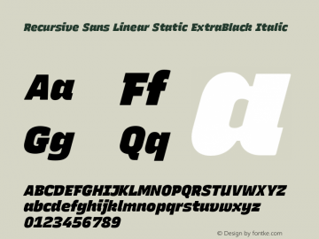 Recursive Sn Lnr St XBk Italic Version 1.059;hotconv 1.0.115;makeotfexe 2.5.65600图片样张