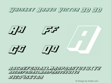 Whiskey Bravo Victor 3D 3D 1.0; 2003; initial release Font Sample