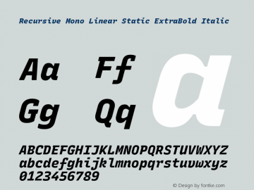 Recursive Mn Lnr St XBd Italic Version 1.060;hotconv 1.0.115;makeotfexe 2.5.65600图片样张