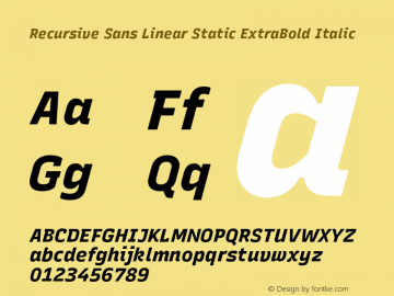 Recursive Sn Lnr St XBd Italic Version 1.060;hotconv 1.0.115;makeotfexe 2.5.65600图片样张