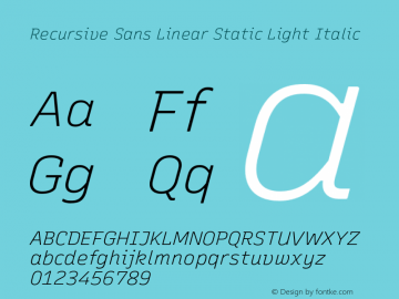 Recursive Sn Lnr St Lt Italic Version 1.060;hotconv 1.0.115;makeotfexe 2.5.65600图片样张