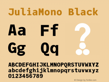 JuliaMono Black Version 0.010; ttfautohint (v1.8) Font Sample