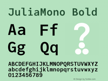JuliaMono Bold Version 0.010; ttfautohint (v1.8)图片样张
