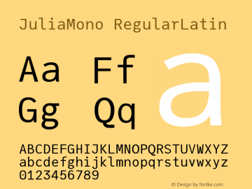 JuliaMono RegularLatin Version 0.010; ttfautohint (v1.8) Font Sample