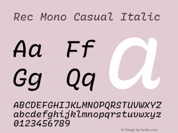 Rec Mono Casual Italic Version 1.061图片样张