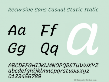 Recursive Sn Csl St Italic Version 1.061;hotconv 1.0.115;makeotfexe 2.5.65600图片样张