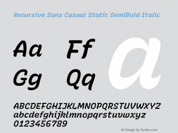 Recursive Sn Csl St SmB Italic Version 1.061;hotconv 1.0.115;makeotfexe 2.5.65600; ttfautohint (v1.8.3)图片样张