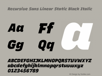 Recursive Sn Lnr St Blk Italic Version 1.061;hotconv 1.0.115;makeotfexe 2.5.65600图片样张