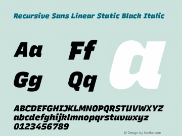 Recursive Sn Lnr St Blk Italic Version 1.062;hotconv 1.0.115;makeotfexe 2.5.65600图片样张
