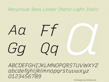 Recursive Sn Lnr St Lt Italic Version 1.062;hotconv 1.0.115;makeotfexe 2.5.65600图片样张