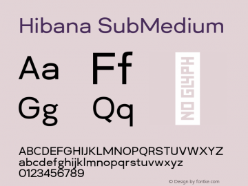 Hibana SubMedium Version 0.829;hotconv 1.0.109;makeotfexe 2.5.65596 Font Sample