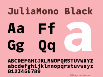 JuliaMono Black Version 0.011; ttfautohint (v1.8) Font Sample