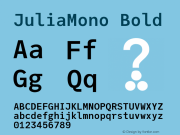 JuliaMono Bold Version 0.011; ttfautohint (v1.8) Font Sample