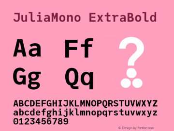 JuliaMono ExtraBold Version 0.011; ttfautohint (v1.8) Font Sample