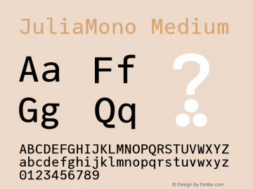 JuliaMono Medium Version 0.011; ttfautohint (v1.8) Font Sample