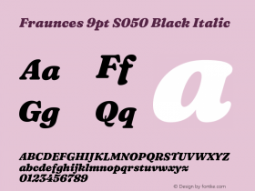 Fraunces 9pt S050 Black Italic Version 1.000; ttfautohint (v1.8.3) Font Sample