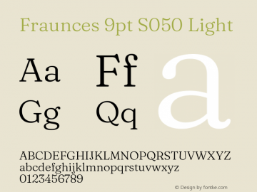 Fraunces 9pt S050 Light Version 1.000; ttfautohint (v1.8.3) Font Sample