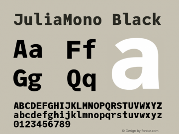 JuliaMono Black Version 0.012; ttfautohint (v1.8)图片样张