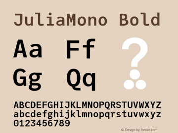 JuliaMono Bold Version 0.012; ttfautohint (v1.8) Font Sample